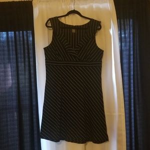 Ann Taylor Ruffle Neck Striped Dress